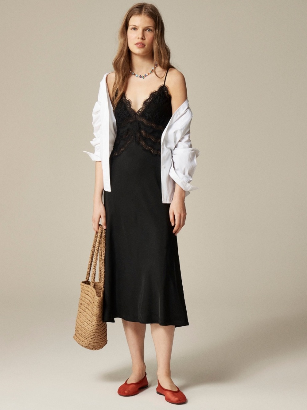 J. Crew Collection Black Lace Slip Midi Dress - Size 12